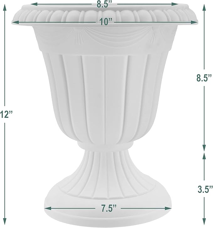 PL20TP Classic Traditional Plastic Urn Planter Indoor/Outdoor, 10" x 12", Taupe