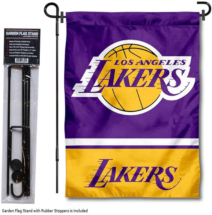 WinCraft Los Angeles Lakers Garden Flag and Pole Stand Holder