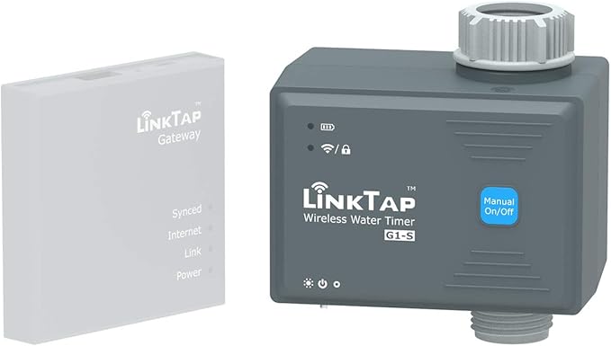 LinkTap G1S Wireless Water Timer (Requires Gateway), Smart Irrigation Hose Faucet Timer, Greater Range Than WiFi Sprinkler Timer, 2 Year Battery Life, Weather Aware, Alexa