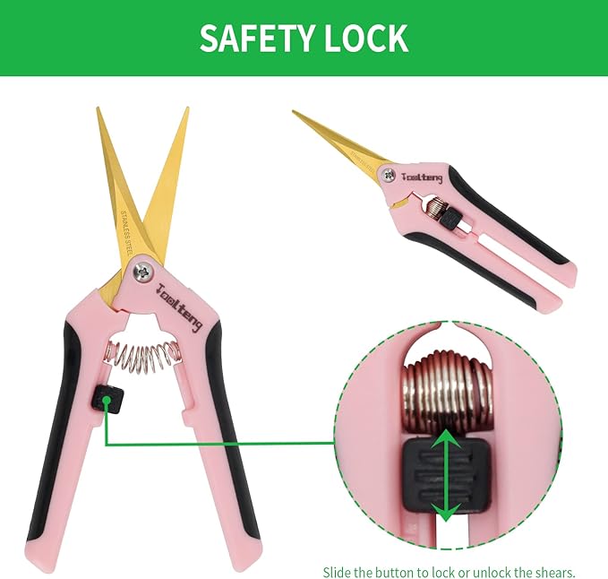 3 Packs Pruning Shears with Curved Blades, Garden Trimming Scissors, Gardening Hand Pruning Snips Titanium Coated Precision Bonsai Pruning Shears, Efficient Flower Cutters (Pink)