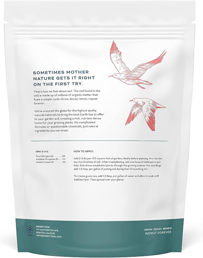 Seabird Guano - Sustainable and Natural Soil Amendment - Seabird Waste Rich in Phosphate and Calcium - Increases Foliage, Blooms and Fruit - 2 LBS