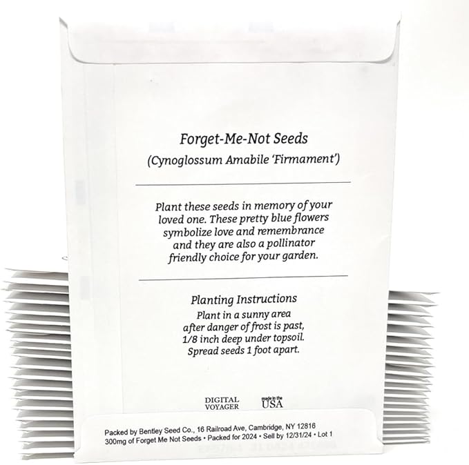 Forget Me Not Seeds - in Loving Memory Funeral Favors - Prefilled Seed Packets - Ready to Give - Pack of 20