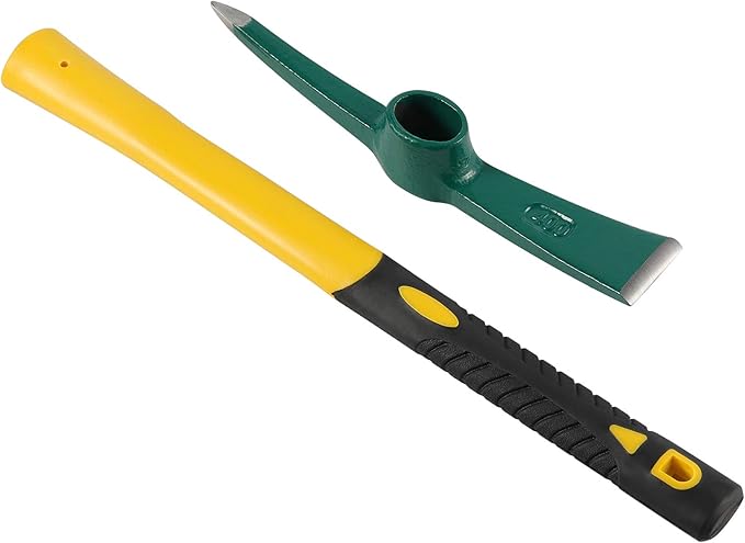 KEILEOHO 15 Inches Pick Mattock Hoe, Forged Weeding Garden Pick Axe with Rubber Handle, Weeding Mattock Hoe for Gardening, Loosening Soil, Camping, Planting Vegetables and Fruits