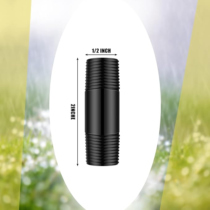 Yaomiao 5 Pcs Sprinkler Head Pipe Riser Extension 1/2 Inch MPT PVC Double Male Pipe Thread Sprinkler Riser for Lawn Irrigation System Automatic Irrigation Connector Raised Pipe (2 Inch)
