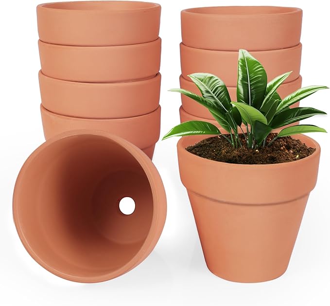 24 Pack 4 Inches Terracotta Plant Pots, Terra Cotta Planter with Drainage Holes, Perfect for Planting, Painting, Weddings and Parties