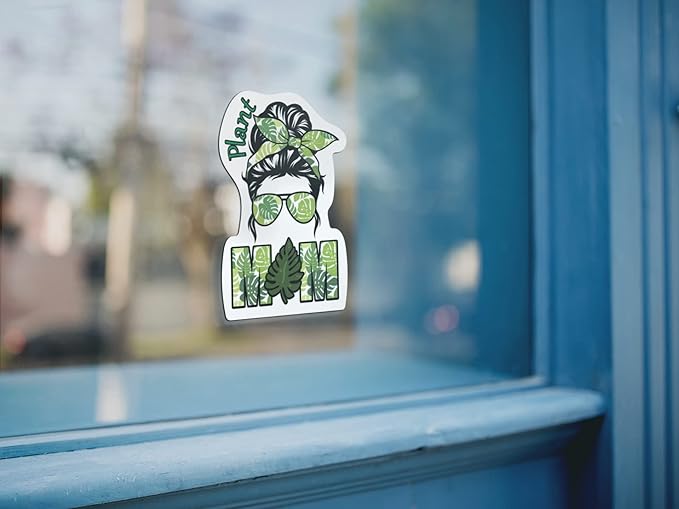 Plant Mom Sticker Vinyl Decal Bumper Sticker Accessories Plantmom Succulent Plantlover Gardner Plantaholic Wildflowers Gardening Houseplant Flower Floral Summer Outdoor Indoor CS1163-2PK