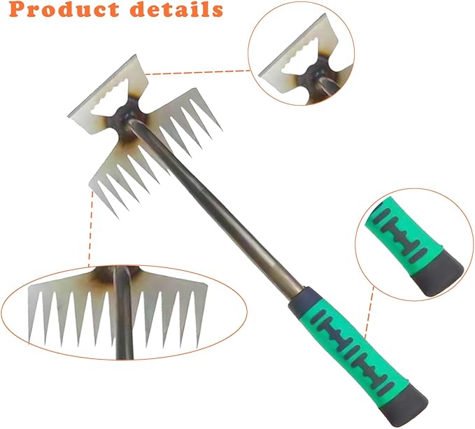 Upgraded 11 Tines Gardening Hand Weeder, New Weeding Artifact Household Uprooting Tool, Multifunctional Digging and Shoveling Manual Rake for Garden Vegetable Plot and Yard