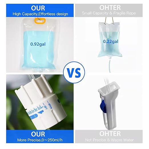 AHOUGER 8Pcs 3500ml Plant Life Drip Watering Bag, Automatic Drip Irrigation Kit Plant Watering Devices System Waterer for Indoor Outdoor Potted Plant with 8Pcs Hooks with Control Switch