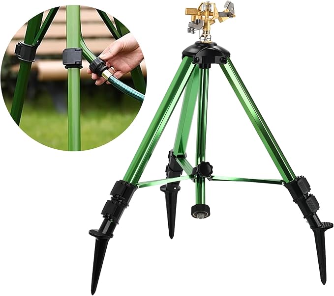 Tripod Sprinkler,Garden Sprinkler,360 Degree Rotating Irrigation Yard Sprinkler,Adjustable Height,for Lawn/Yard/Garden
