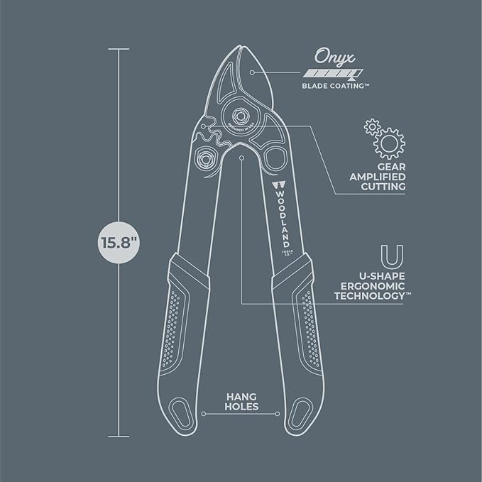 Woodland Tools Co. Lightweight 16" Duralight Anvil Lopper - Gardening Tool for Cutting Dead and Dry Growth with Optimized Gear Design