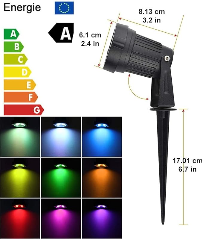 Pack of 2, 12V Low Voltage Outdoor LED Landscape Lights Waterproof Spotlight with Spike Stand for Driveway, Outdoor Lawn Lighting, Flood Garden, Yard (9W RGB)
