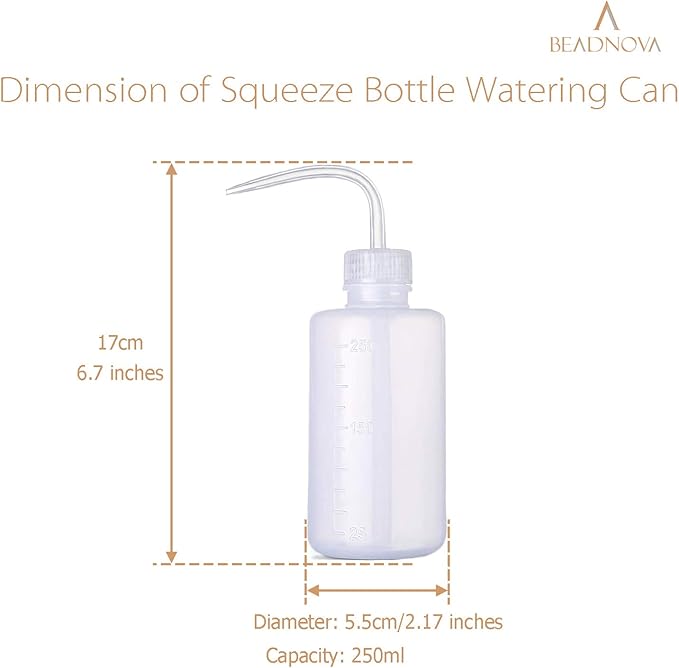 BEADNOVA Squeeze Bottle Plant Watering Bottle 250ml 8oz Small Wash Bottle Squeeze Plastic Small Watering Can for Indoor Plants Succulent Watering Can (3pcs)