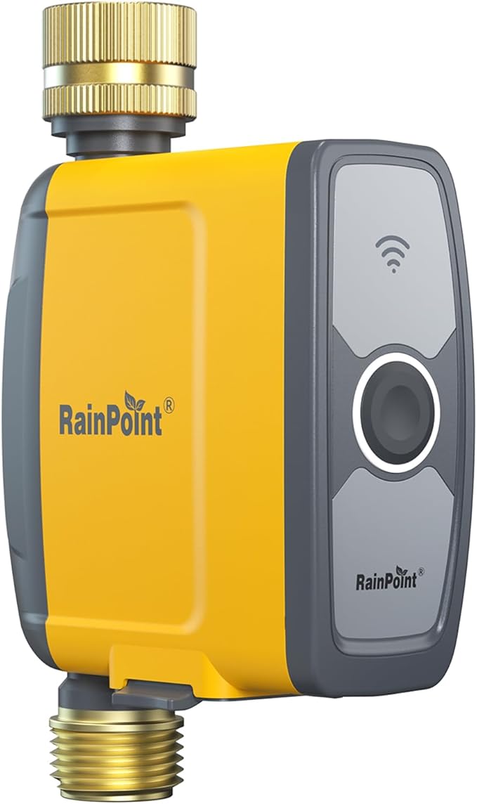 RAINPOINT WiFi Water Timer,Smart Sprinkler Timer Hose Timer,Smart Sprinkler System Valve, APP & Voice Control, Weather-Based Automatic Rain Delay, Brass Inlet & Outlet(No WiFi Hub)