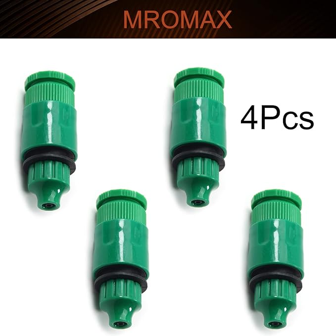 MroMax 4Pcs Hose Tap Connector, Connected to G1/2 or G3/4 Threaded, Suitable for 4/7mm Hose, Quick Connector Hose Pipe Adapter, Faucet Nozzle for Garden Irrigation System Green
