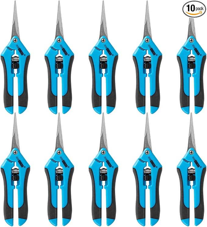 VIVOHOME Gardening Hand Pruner with Straight Stainless Steel Blades Non-stick Pruning Shear Bonsai Cutter Blue for Potting (Pack of 10)