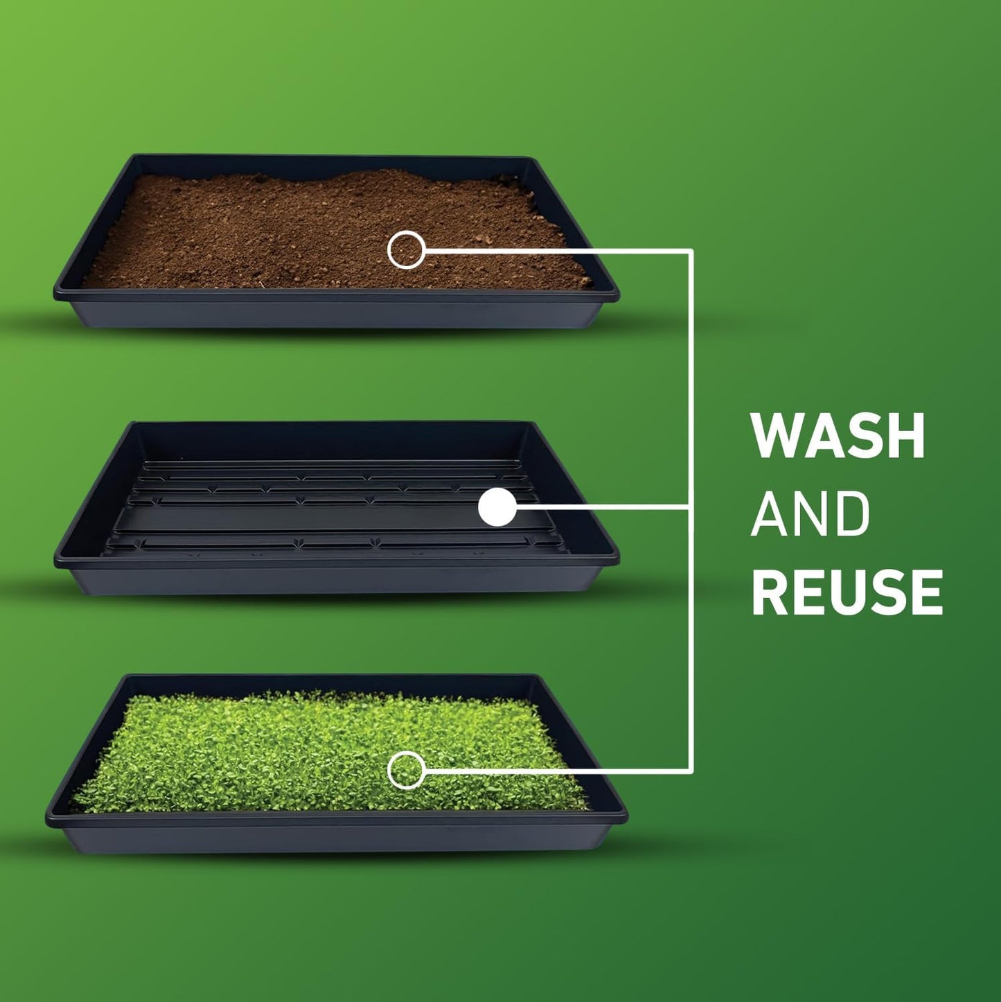 10x20 Inch Black Plastic 25 Pack Plant Propagation Tray – Growing Trays for Garden, Planting, Seedling, Soil & Hydroponic Horticulture - Microgreen Trays Grow Plants - No Drain Holes