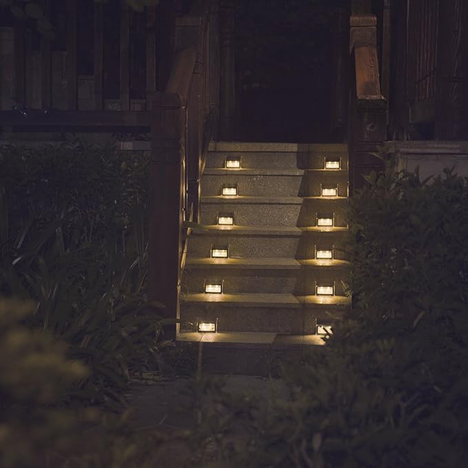 XLUX Solar Lights for Steps Decks Pathway Yard Stairs Fences, LED lamp, Outdoor Waterproof,Warm Light,12 Pack