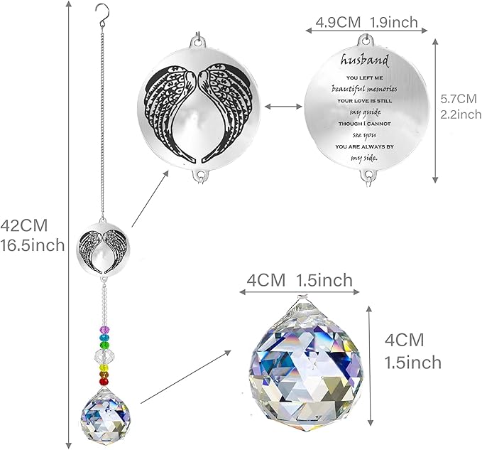Memorial Gifts Crystal Suncatcher,Unique Sympathy Gifts for Loss of Loved One,Rainbow Maker Bereavement Gifts Box for Loss of Father Mom Dad Son Daughter Husband Brother Grandmother (Husband)