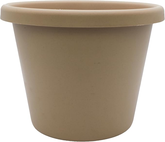 The HC Companies 7 Inch Round Classic Planter - Small Plastic Plant Pot for Indoor Outdoor Plants Flowers Herbs, Sandstone