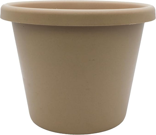 The HC Companies 7 Inch Round Classic Planter - Small Plastic Plant Pot for Indoor Outdoor Plants Flowers Herbs, Sandstone