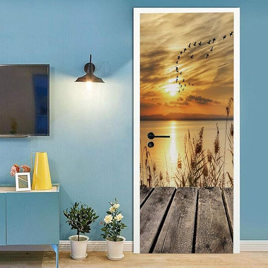 3D Door Stickers Murals - Peel and Stick - PIER - Wallpaper Self-Adhesive Decals - Removable PVC Waterproof Door Poster - Bedroom, Living Room - 37.4" x 82.7"