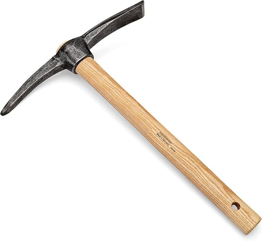 Kings County Tools Mini Pick Axe | Pry Roots and Loosen Garden Soil | Small Mattock Tool for Digging | 16" Long Ash Wood Handle | 11.75" Wide Steel Head | Made in Germany