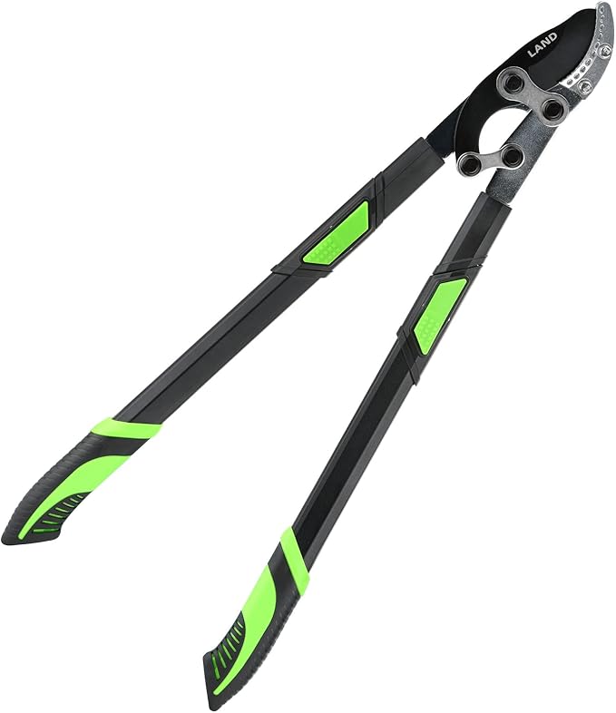 LAND Extendable Anvil Loppers Tree Trimmer with Compound Action, 29-34 Inch Telescopic, Long Handled Heavy Duty Branch Cutter, Chops Thick Branches with Ease.