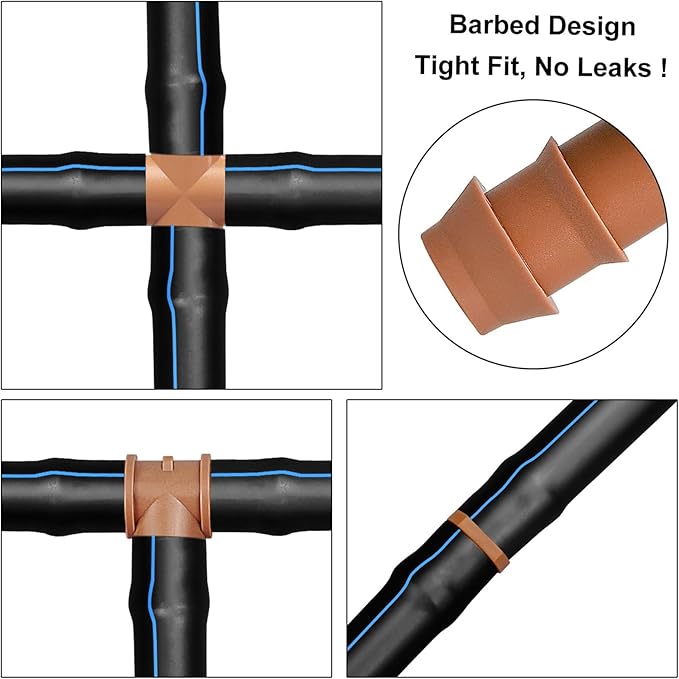 Drip Irrigation Fittings Kit for 1/2" Tubing, 36 Pieces 1/2 Inch Drip Line Connectors for Drip Sprinkler Systems - 12 Couplings, 8 Tees, 6 Elbows, 6 End Caps, 2 Cross connectors and 2 drip valves