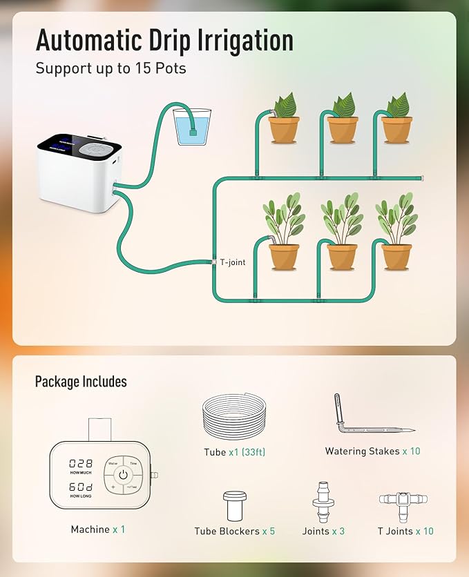 Kollea Reliable Automatic Watering System for Potted Plants-Free Watering in Seconds, Plant Self Auto Watering System for Vacation Indoor House, Drip Irrigation Kits with 60-Day DIY Watering Schedules