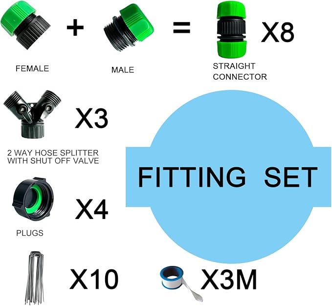 AMRITA Soaker Hose for Garden 60ft,PVC Garden Hose 50ft, 1/2" Drip Hose Linkable Consistent Irrigation Hose Save 70% Water, Heavy Duty Round Soaker Hose for Garden Bed Foundation.(1/2-60ft+50ft)