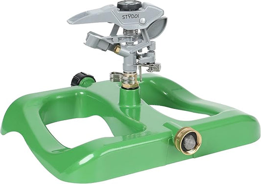 STYDDI Deluxe Pulsating Impact Sprinkler with Heavy Duty Metal Base, Pro Metal Adjustable Circular Water Sprinkler for Medium to Large Lawn, Yard, Garden and Large Areas, Coverage up to 6,360 Sq. ft
