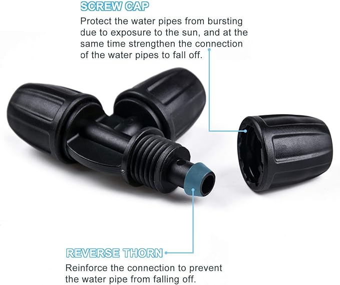 Kalolary Barbed Tee for 5/16 Inch Irrigation Tube, 20PCS Anti-Drop Drip Irrigation Hose Fittings for 8/12mm PE Pipe Micro Spray Lock Drip Irrigation Parts Connectors 3-Way Adapter Watering System
