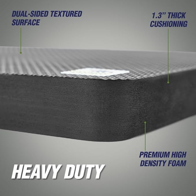 Rugged Rhino Soft Foam Kneeling Pad, Thick Knee Mat Resists Water, Durable Shock Absorbent Pads, Comfortable Strong Rebound, Gardening, Mechanic Tools, Bath Tub Essentials Onyx Black