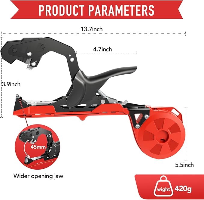 Plant Tying Machine, Upgraded Lightweight Plant Tape Gun to Tie Up Vine Quickly, Plant Tapener Tying Tool for Garden. Plant Tying Tool with 1 Blade 10000 Pcs Staples 20 Rolls Tape and 1 Glove (Red)