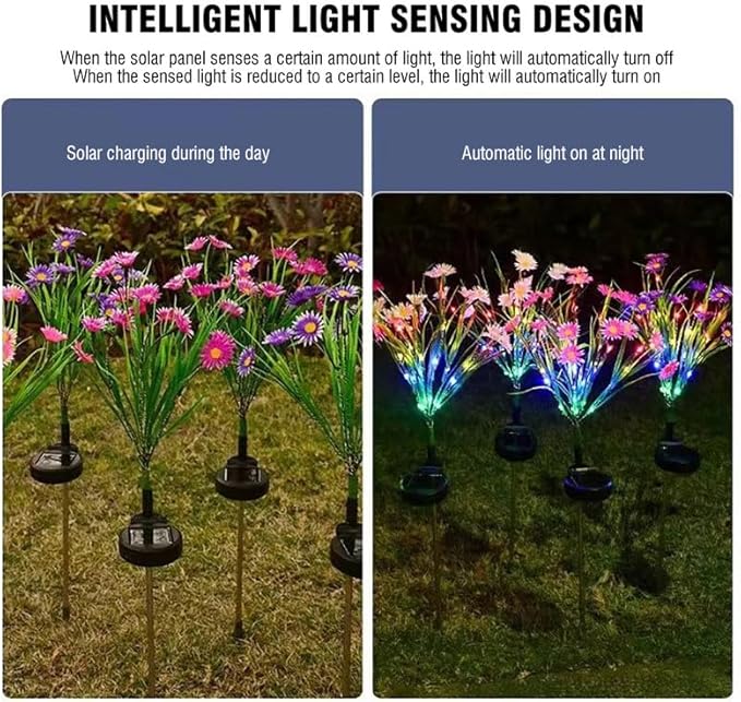 Garden Lights - Solar Outdoor Lights for Garden Decorations, Waterproof & Decorative Stake Flowers for Yard & Patio, Solar Powered Light Flowers for Christmas Decor