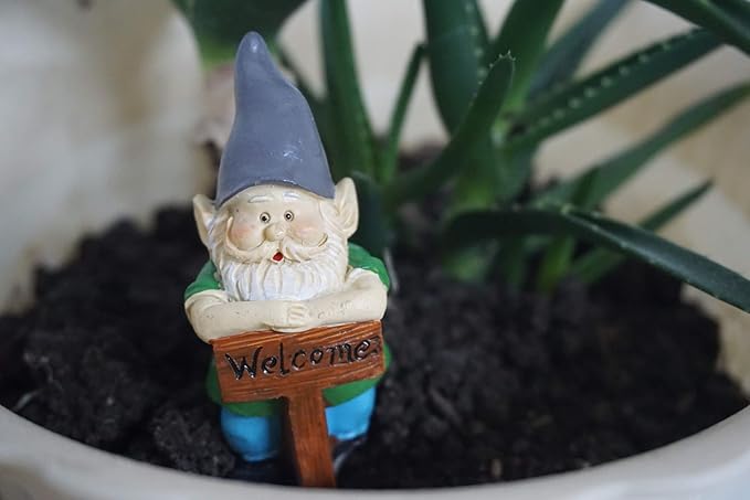 MUAMAX Miniature Gnome Figurines Fairy Gardens Gnomes Accessories Gift for Garden Little Gnomes Small Gnome 3''