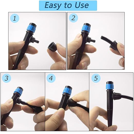 50Pcs Drip Irrigation Emitters with Lock, Adjustable 360 Degree Water Flow Irrigation Drippers for 1/4" Drip Irrigation Tubing, Micro Spray Drip System Parts for Garden Irrigation System