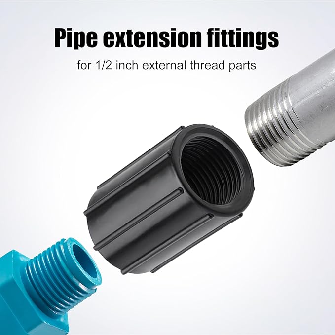 10pcs 1/2 Inch Female Threaded PVC NPT Connector, Double Female Thread Coupling Sprinkler Pipe Riser Adapter Irrigation System Accessories for Yard Lawn Garden