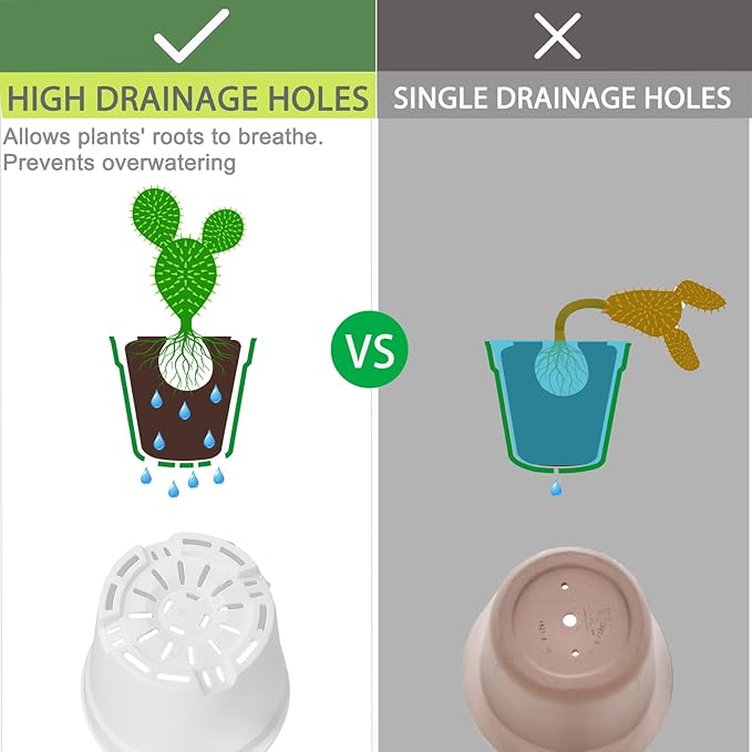 4 inch Small Plant Pots, 28 Pack Plastic Planters with Drainage Holes and Saucers for Flowers Plants, Succulents, Seed Starting Pots, White