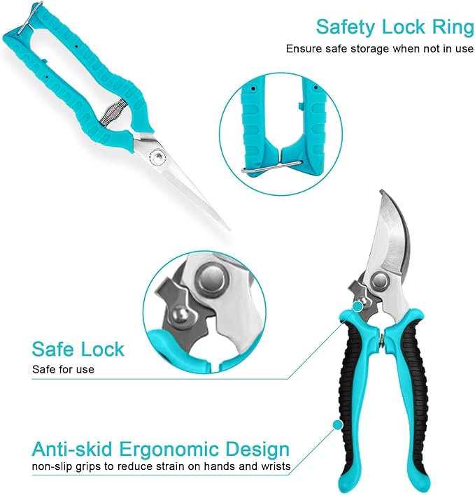 Garden Tool Set with Non Slip Rubber Grip,11 Piece Stainless Steel Gardening Tool Sets,Thickened Repotting Mat & Storage Tote Bag,Heavy Duty Outdoor Hand Tools Uprooting Weeding Tool, Ideal Gifts Blue