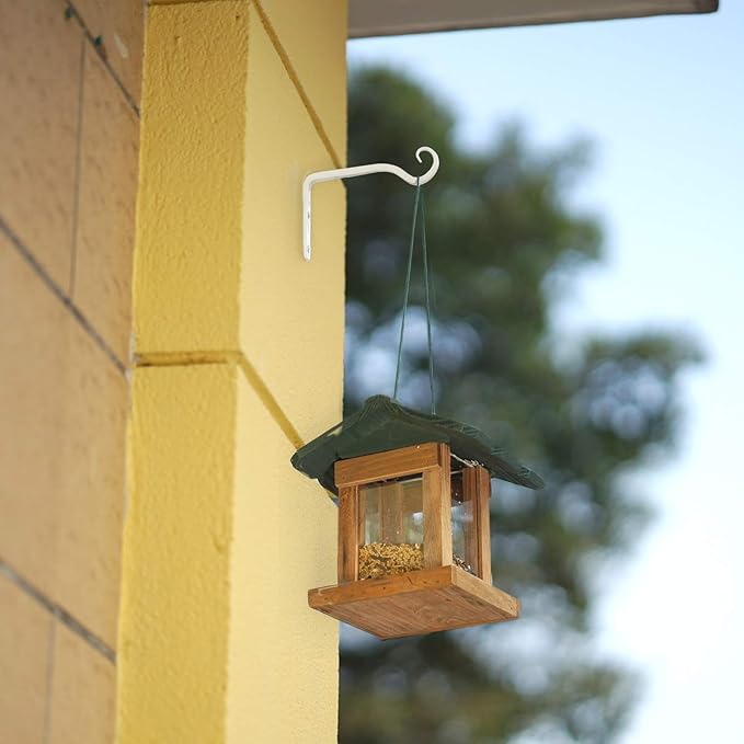 Mkono Hanging Plant Bracket 6 inch Metal Wall Plant Hook Decorative Plant Hanger for Bird Feeders, Planters, Lanterns, Wind Chimes, Home Decor Indoor Outdoor 2 Pack, White