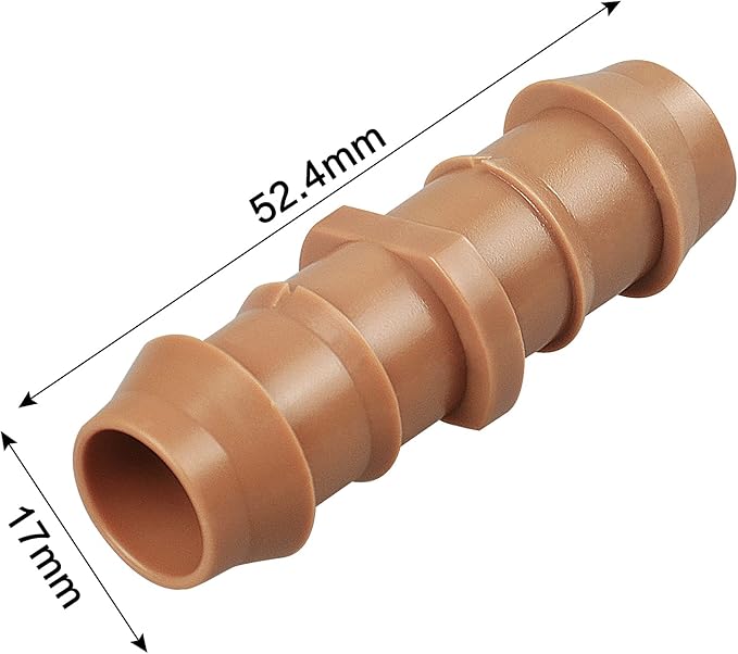 Jayee 50 Pack Drip Irrigation Barbed Coupling Fittings (17mm) for 1/2" Drip Hose(0.600”ID), Sprinkler Tubing Connector for Drip System