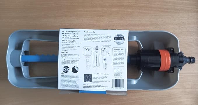 GRÜNTEK Oscillation Sprinkler Primavera up to 3617 ft² Irrigation Area, Blasting Width Up to 69x49ft., Oscillating Sprinkler for Lawn, Plants, Garden