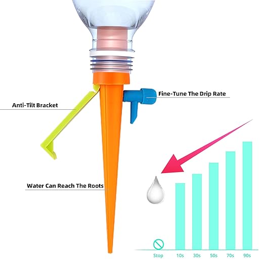 Self Watering Planter Insert Devices, Garden Automatic Watering System, Plant Watering Spikes for Outdoor Plants, Potted Plant Watering System for Vacation（16 PCS)