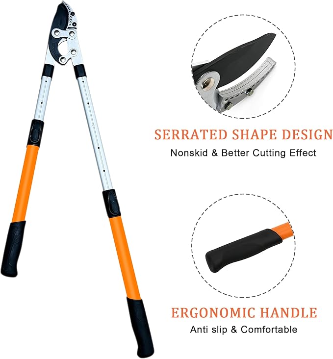 27-41'' Extendable Hand Loppers for Pruning, Tree Trimmer with 1.5" Cutting Capacity, Chops Thick Branches Ease, Heavy Duty Tree Pruner with SK5 Spare Blade