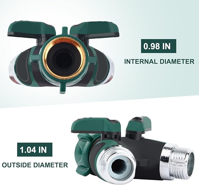 Hose Splitter, Garden Hose Splitter 2 Way Heavy Duty,3/4" Spigot Adapter Connector with 2 Kink Free Faucet Extension Hose Protector 6 Rubber Washers and PTEP Tape for Drip Irrigation, Lawns