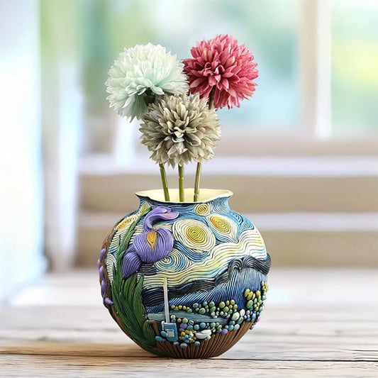 TOZLU Picasso Brutalist Abstract Beauty Face Flower Pot Ornaments Abstract Face Flower Pots Abstract Head Planter Pots Container Colorful Face Art Abstract Resin Flower Pot (Starry Night Flower Pot)