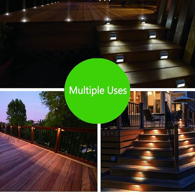 Solar Lights Outdoor, Waterproof Solar Powered Deck Step Lights for Patio Garden Backyard Garage Driveway Pathway Outside Wall Lighting (Warm White/4 Pack)