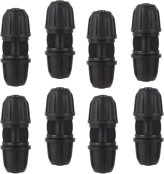 1/4 inch Drip Irrigation Fittings, Lock Barbed Coupling for ¼ in. tubing; Tubing Outside Diameter (OD) is 0.250 in., Internal Diameter (ID) is 0.170. in.(25Pcs/Pack) (Black-Coupling)
