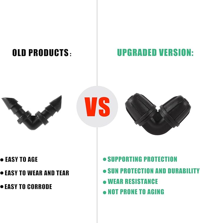 1/4 inch Drip Irrigation Fittings, Lock Barbed Elbow for ¼ in. tubing; Tubing Outside Diameter (OD) is 0.250 in., Internal Diameter (ID) is 0.170. in.(20Pcs/Pack)(Black-Elbow)